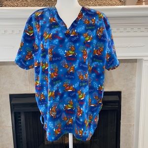 White Swan Fundamentally Cotton Reindeer Scrub Top